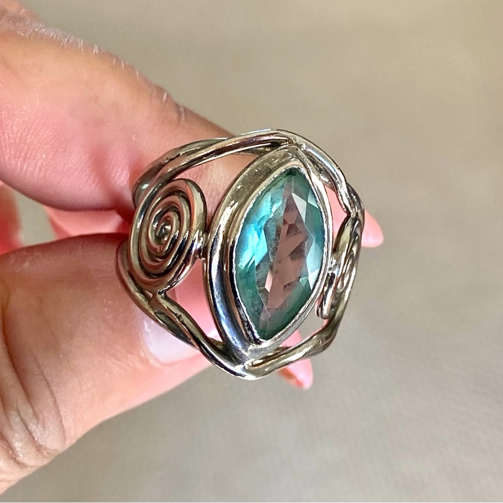 💥💥💥 Mens Aquamarine Silver Ring 💥💥